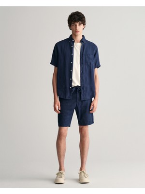 Gant Erkek Lacivert Relaxed Fit Keten Şort 205073.410