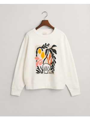 Gant Kadın Krem Relaxed Fit Bisiklet Yaka Floral Sweatshirt 4201228.113