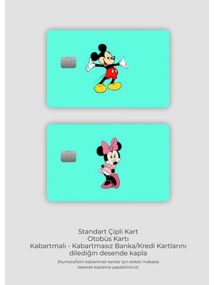 Hediyene Bak 2'li Set Mickey And Minnie Mouse Papara Kart Kaplama Sticker