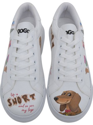 Kadın Vegan Deri Beyaz Sneakers - Mini Puppy Tasarım