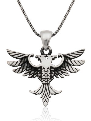 Gumush Gümüş Çift Başlı Kartal Erkek Kolye