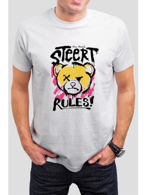 T-35 Ayıcık Baskılı Beyaz Unisex Tişört C222