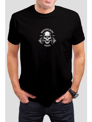 T-35 Sporcu Kuru Kafa Baskılı Siyah Unisex Tişört C197