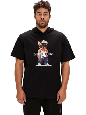 Bad Bear Mood Siyah Erkek Baskılı Hoodie Sweatshirt