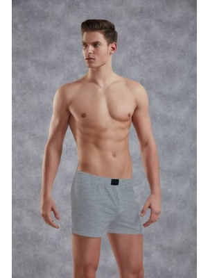Doreanse Gri Melanj Erkek Pamuk Düğmeli Normal Paça Boxer