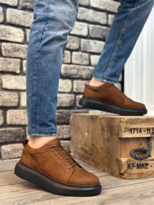 Boa BA0548 Boa Kalın Yüksek Taban Taba Siyah Bağcıklı Spor Erkek Ayakkabı