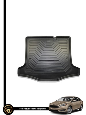 Black Gold Ford Focus 3 Sedan 2011-2014 3D Bagaj Havuzu Araca Özel Olive Kauçuk Bagaj