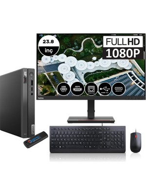 Lenovo Thinkcentre Neo 50Q Gen 4 Intel Core I5-13420H 64GB 2tb SSD Windows 11 Pro 23.8" Masaüstü Bilgisayar 12LN0048TRMP09 + Zetta Flash Bellek