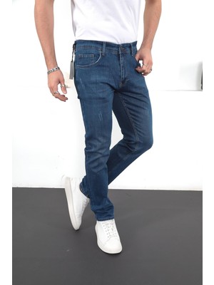 Enzim Jeans Erkek Likralı Denim Regular Fit Jeans Dar Paça Desenli Günlük Kullanım İçin Şık Pantolon