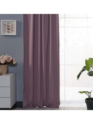 Miabella Home  Blackout Işık Geçirmez Güneşlik Fon Perde Çift  Kanat 145X210 Lila  - 12189