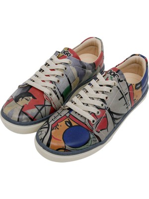 Kadın Vegan Deri Gri Sneakers - Cubic Faces Tasarım