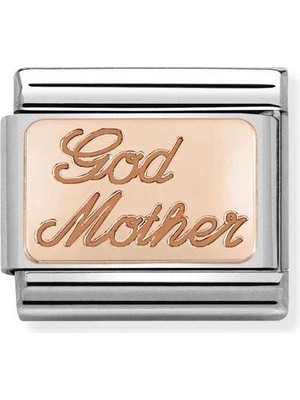 Nomination Composable Classic Dekoratif Link - Gravür Yazılar - God Mother -  9k Rose Altın