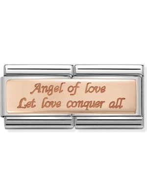 Nomination Composable Classic Dekoratif Link - Ikili Gravür - Aşk Meleği -  9k Rose Altın