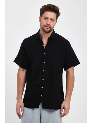 Kurular Tekstil Müslin Yakalı Kısakol Gömlek