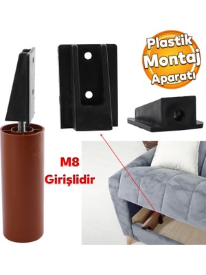 Badem10 Mobilya Kanepe Baza Sehpa Gizli Montaj Ayağı Plastik Bağlantı Aparatı M8 Civatalı Tabanı 1 Adet