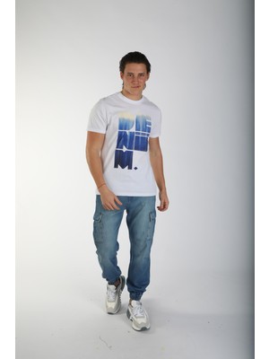 Lee Cooper Wince Erkek %100 Pamuk O Yaka T-Shirt Beyaz