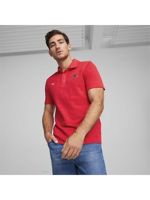 Puma Ferrari Style Jacquard Polo Kırmızı Erkek Polo Tshirt