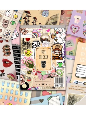 Hediye Vakti Vintage My Dıy Sticker Book 24 * 17 cm 16 Sayfa Özel Tasarım Rengarenk Sticker Kitabı