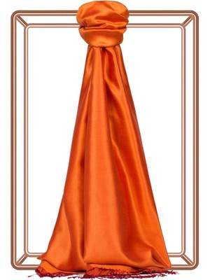 İpekevi Çift Taraflı İpek Şal - Turuncu