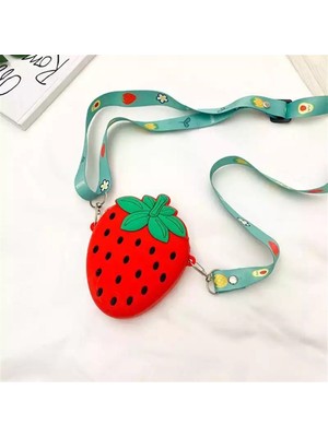 Hediye Vakti Çilek Tasarım Silikon Omuz Askılı Çanta