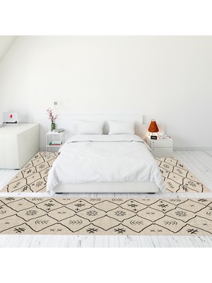 Evdeya Dijital Baskılı Kaymaz Taban Yıkanabilir Iskandinav Üçlü Yatak Odası Takımı, Iskandinav-04-Krem,