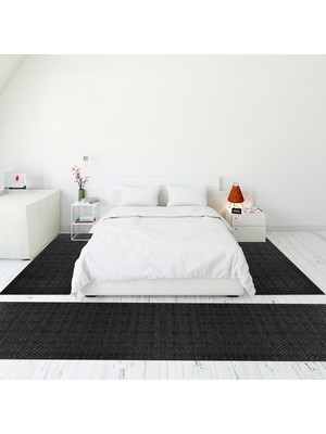 Evdeya Dijital Baskılı Kaymaz Taban Yıkanabilir Sade Düz Üçlü Yatak Odası Takımı, Sade-47-Antrasit,