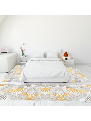 Evdeya Modern Şık Dijital Baskılı Kaymaz Taban Yıkanabilir Üçlü Yatak Odası Takımı, Modern-98-Gri,