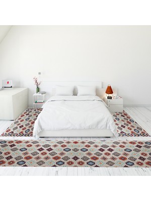 Evdeya Modern Şık Dijital Baskılı Kaymaz Taban Yıkanabilir Üçlü Yatak Odası Takımı, Modern-99-Renkli,