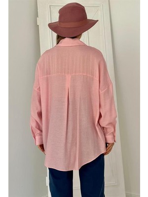 Elbee Fashion Woman 8 Parça Taşlı Gömlek - Pembe