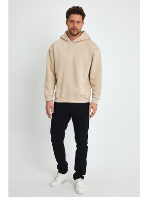 Kef Clothing Bej Hoodie, Oversize Sweatshirt, Erkek Hoodie