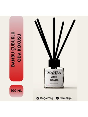 Mahra Shop Mahra Oda Kokusu 100ML Amber Romantik bambu çubuklu Oda Kokusu Esansiyel Uçucu yağ reed diffuser