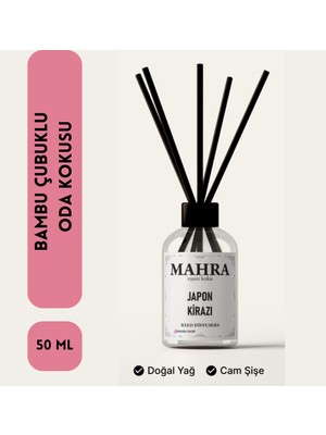 Mahra Shop Mahra Oda Kokusu Japon Kirazı Bambu Çubuklu  Esansiyel Uçucu yağ reed diffuser 50 ml
