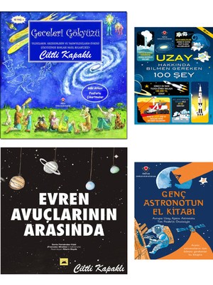 Geceleri Gökyüzü (Ciltli) - Evren Avuçlarının Arasında (Ciltli) - Uzay Hakkında Bilmen Geren 100 Şey - Genç Astronotun El Kitabı 4 Kitap