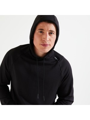 Decathlon Domyos Erkek Siyah Kapüşonlu Sweatshirt 100 - Fitness Kardiyo