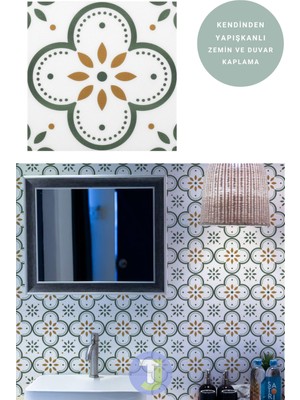 Technojet Kendinden Yapışkanlı Karo Pvc Mutfak Banyo Tezgah Kaplama Sticker 6ADET 20CM×20CM