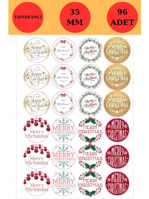 Emtory Home 8 Çeşit Yılbaşı Sticker - Yılbaşı  Sticker - Yılbaşı Paketleme - Yılbaşı Süsü - Merry Christmas