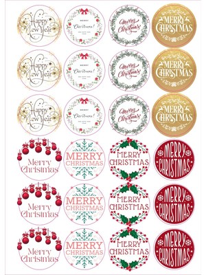 Emtory Home 8 Çeşit Yılbaşı Sticker - Yılbaşı  Sticker - Yılbaşı Paketleme - Yılbaşı Süsü - Merry Christmas