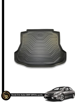 Gold  Honda Cıvıc Sedan 2007 - 2012 Birebir Uyumlu Kauçuk Yumuşak Clioe 3D Bagaj Havuzu