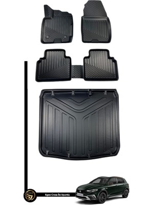 Gold Fiat Egea Cross Uyumlu 3D Havuzlu Oto Paspas + Bagaj Havuzu Lila Ikili Set