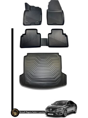 Black Gold Renault Megane 4 3D Havuzlu Oto Paspas Sedan ve Bagaj Havuzu  Set