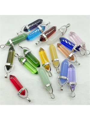 Mingjin Shop2 No.24 Doğal Taş Taş Kuvars Kristal Altıgen Sarkaç Reiki Charm Kolye Dıy Takı Yapımı Kolye Aksesuarla (Yurt Dışından)