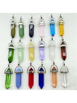 Mingjin Shop2 No.24 Doğal Taş Taş Kuvars Kristal Altıgen Sarkaç Reiki Charm Kolye Dıy Takı Yapımı Kolye Aksesuarla (Yurt Dışından)