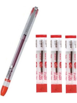 Dong-A Kırmızı My Gel 0.5mm Ince Iğne Uçlu Jel Kalem 1 Adet ve Yedeği 3 My-Jel Pilot