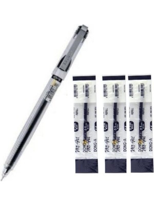 Dong-A Siyah My Gel 0.5mm Ince Iğne Uçlu Jel Kalem 1 Adet ve Yedeği 3 My-Jel Pilot