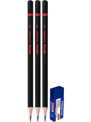 Rotring 2B Siyah Kurşun Kalem 3 Adet Set Ölçüler: Altıgen Gövde, Kırılmaya Dayanıklı Uç