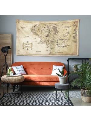 Wallhang Lord Of The Ring Middle Earth World Map- Yüzüklerin Efendisi Orta Dünya Haritası Duvar Örtüsü 135  x  80  cm