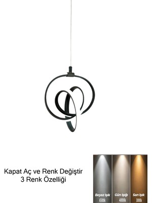 Supply Home 3 Renk Siyah Modern Sarkıt LED Avize Salon Mutfak Oda Hol Ledli Avize