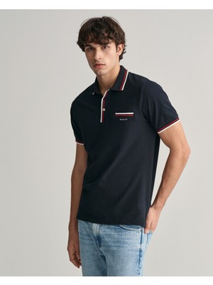 Gant Erkek Siyah Regular Fit Çizgili Polo 2013042.5