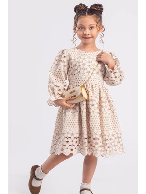 Tivido Çiçek Desenli Fisto Kumaş Kız Çocuk Elbisesi