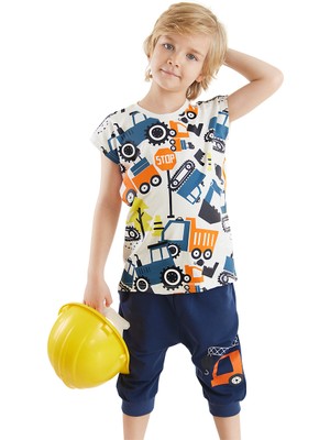 Denokids Arabalar Erkek Çocuk T-Shirt Baggy Kapri Takım